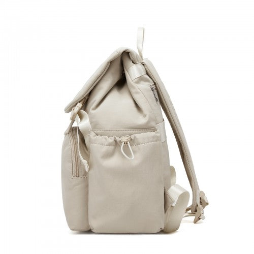 BPM2610 - Miss Lulu Lightweight Nylon Drawstring Backpack – Casual Daily Rucksack with 13 Inch Laptop Sleeve for Travel & Commute - Beige | Neil's Luggage Store