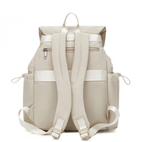 BPM2610 - Miss Lulu Lightweight Nylon Drawstring Backpack – Casual Daily Rucksack with 13 Inch Laptop Sleeve for Travel & Commute - Beige | Neil's Luggage Store