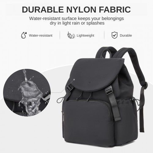 BPM2610 - Miss Lulu Lightweight Nylon Drawstring Backpack – Casual Daily Rucksack with 13 Inch Laptop Sleeve for Travel & Commute - Black | Neil's Luggage Store