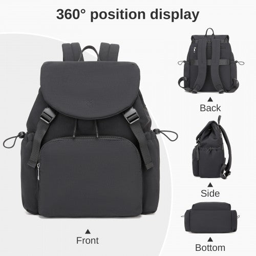 BPM2610 - Miss Lulu Lightweight Nylon Drawstring Backpack – Casual Daily Rucksack with 13 Inch Laptop Sleeve for Travel & Commute - Black | Neil's Luggage Store