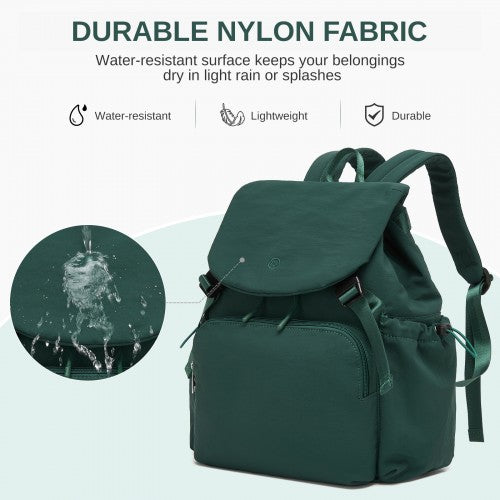 BPM2610 - Miss Lulu Lightweight Nylon Drawstring Backpack – Casual Daily Rucksack with 13 Inch Laptop Sleeve for Travel & Commute - Green | Neil's Luggage Store