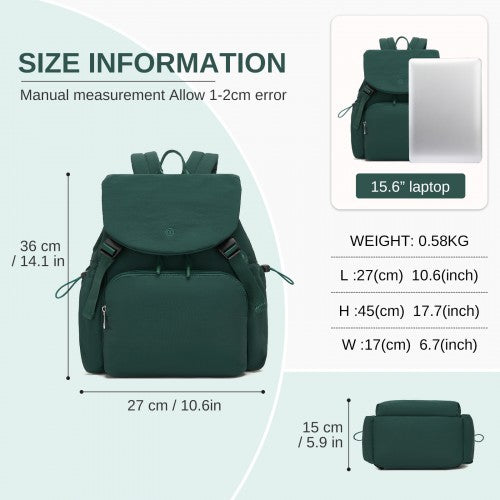 BPM2610 - Miss Lulu Lightweight Nylon Drawstring Backpack – Casual Daily Rucksack with 13 Inch Laptop Sleeve for Travel & Commute - Green | Neil's Luggage Store