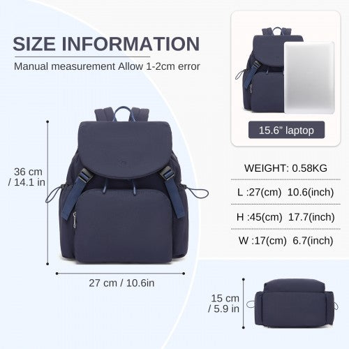 BPM2610 - Miss Lulu Lightweight Nylon Drawstring Backpack – Casual Daily Rucksack with 13 Inch Laptop Sleeve for Travel & Commute - Navy | Neil's Luggage Store