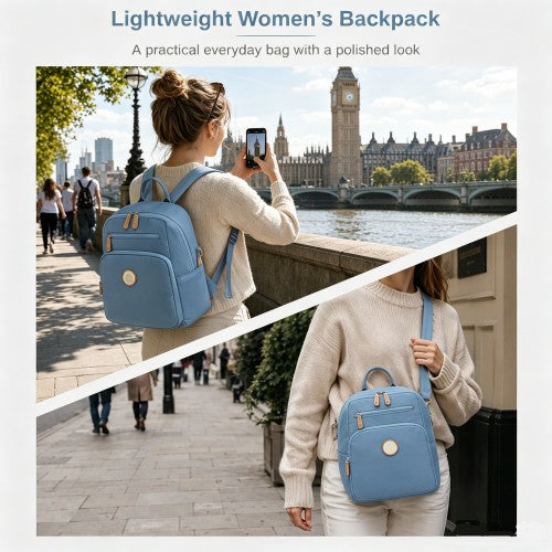 Miss Lulu Womens Water Resistant Nylon Backpack Convertible Crossbody Blue | Neil's Luggage Store