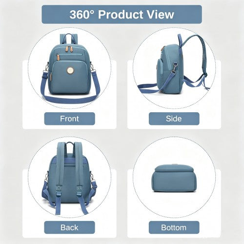 Miss Lulu Womens Water Resistant Nylon Backpack Convertible Crossbody Blue | Neil's Luggage Store