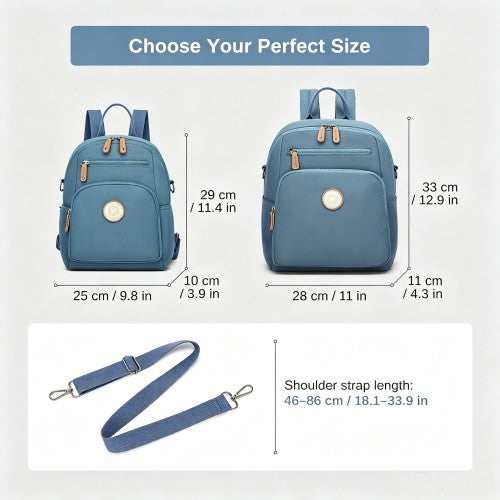 Miss Lulu Womens Water Resistant Nylon Backpack Convertible Crossbody Blue | Neil's Luggage Store