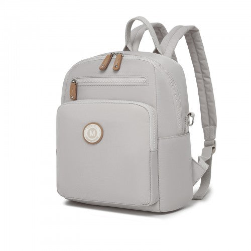 BPM2617 - Miss Lulu Women's Backpack, Water-Resistant Nylon Convertible Shoulder and Crossbody Bag for Travel Work - Light Grey by LuluBags