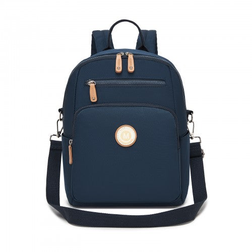 BPM2617 - Miss Lulu Women's Backpack, Water-Resistant Nylon Convertible Shoulder and Crossbody Bag for Travel Work - Navy by LuluBags