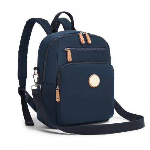 BPM2617 - Miss Lulu Women's Backpack, Water-Resistant Nylon Convertible Shoulder and Crossbody Bag for Travel Work - Navy by LuluBags