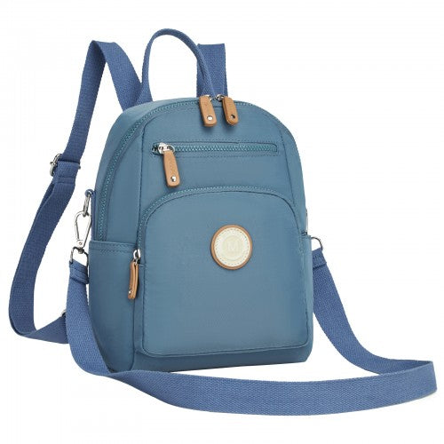 BPM2651 - Miss Lulu 3-in-1 Convertible Backpack with Removable Long Strap - Wear as Backpack, Shoulder or Crossbody Bag - Blue | Neil's Luggage Store