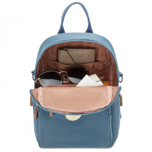 BPM2651 - Miss Lulu 3-in-1 Convertible Backpack with Removable Long Strap - Wear as Backpack, Shoulder or Crossbody Bag - Blue | Neil's Luggage Store
