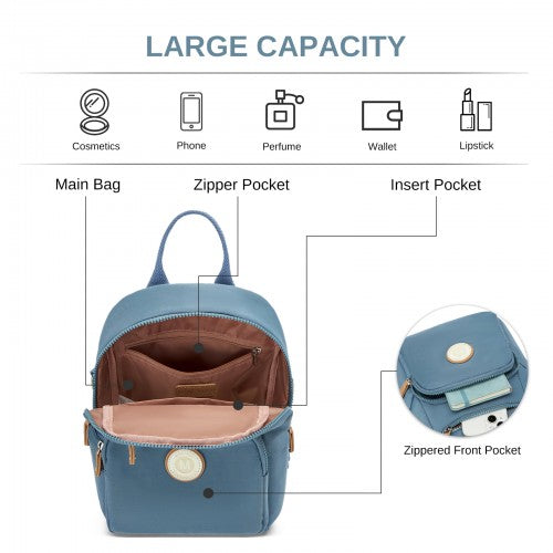 BPM2651 - Miss Lulu 3-in-1 Convertible Backpack with Removable Long Strap - Wear as Backpack, Shoulder or Crossbody Bag - Blue | Neil's Luggage Store