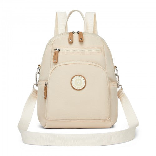 BPM2651 - Miss Lulu 3-in-1 Convertible Backpack with Removable Long Strap - Wear as Backpack, Shoulder or Crossbody Bag - Beige | Neil's Luggage Store