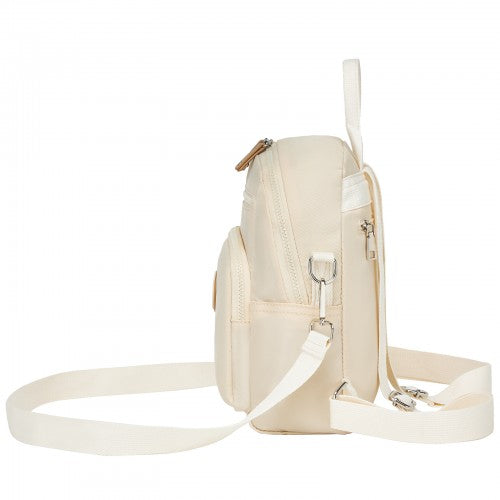 BPM2651 - Miss Lulu 3-in-1 Convertible Backpack with Removable Long Strap - Wear as Backpack, Shoulder or Crossbody Bag - Beige | Neil's Luggage Store
