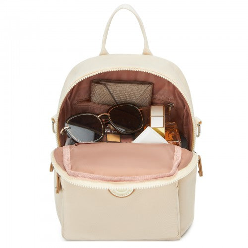 BPM2651 - Miss Lulu 3-in-1 Convertible Backpack with Removable Long Strap - Wear as Backpack, Shoulder or Crossbody Bag - Beige | Neil's Luggage Store