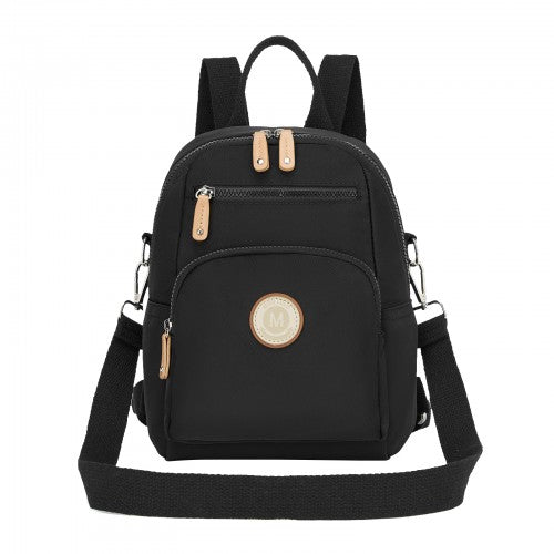 BPM2651 - Miss Lulu 3-in-1 Convertible Backpack with Removable Long Strap - Wear as Backpack, Shoulder or Crossbody Bag - Black | Neil's Luggage Store