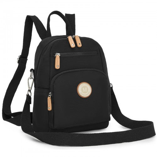 BPM2651 - Miss Lulu 3-in-1 Convertible Backpack with Removable Long Strap - Wear as Backpack, Shoulder or Crossbody Bag - Black | Neil's Luggage Store