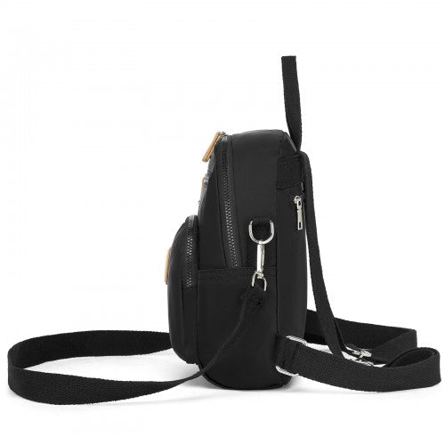 BPM2651 - Miss Lulu 3-in-1 Convertible Backpack with Removable Long Strap - Wear as Backpack, Shoulder or Crossbody Bag - Black | Neil's Luggage Store