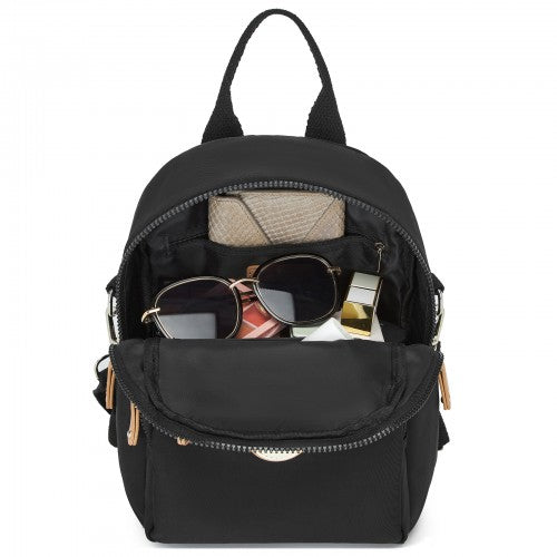 BPM2651 - Miss Lulu 3-in-1 Convertible Backpack with Removable Long Strap - Wear as Backpack, Shoulder or Crossbody Bag - Black | Neil's Luggage Store