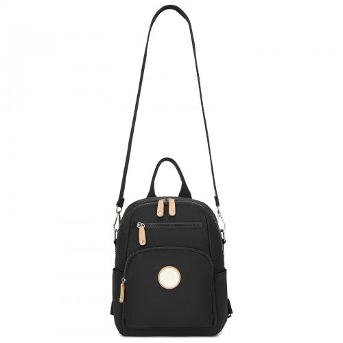 BPM2651 - Miss Lulu 3-in-1 Convertible Backpack with Removable Long Strap - Wear as Backpack, Shoulder or Crossbody Bag - Black | Neil's Luggage Store