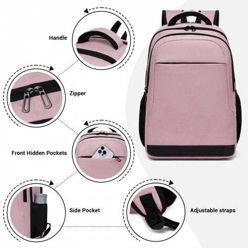 BPN2607 - Trendy Laptop Backpack,Soft Padded,Practical,Organized Storage,Lightweight 15.6" Notebook Bag for Work, School & Travel - Pink | Neil's Luggage Store