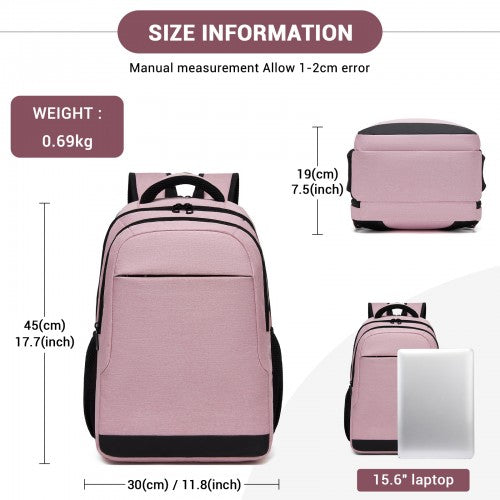 BPN2607 - Trendy Laptop Backpack,Soft Padded,Practical,Organized Storage,Lightweight 15.6" Notebook Bag for Work, School & Travel - Pink | Neil's Luggage Store
