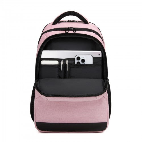 BPN2607 - Trendy Laptop Backpack,Soft Padded,Practical,Organized Storage,Lightweight 15.6" Notebook Bag for Work, School & Travel - Pink | Neil's Luggage Store