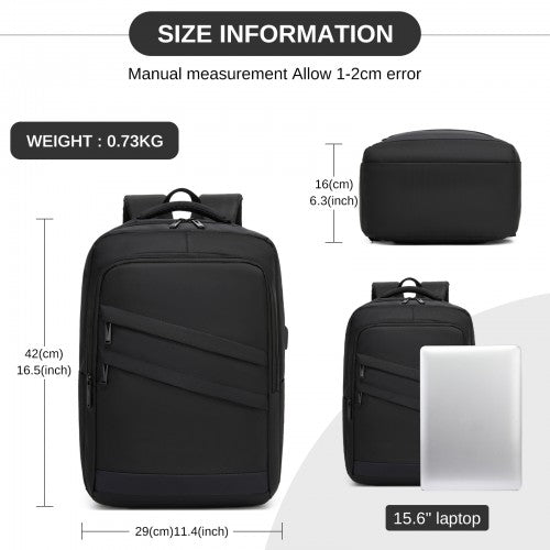 BPS2603 - Premium Laptop Backpack, 15.6 Inch USB Charging Backpack with Padded Laptop Sleeve, Ideal for Work and Commuting - Black