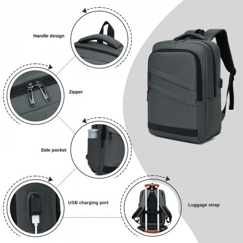 BPS2603 - Premium Laptop Backpack, 15.6 Inch USB Charging Backpack with Padded Laptop Sleeve, Ideal for Work and Commuting - Grey | Neil's Luggage Store