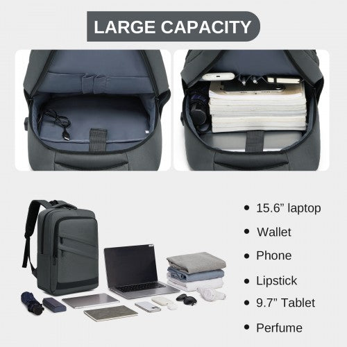 BPS2603 - Premium Laptop Backpack, 15.6 Inch USB Charging Backpack with Padded Laptop Sleeve, Ideal for Work and Commuting - Grey | Neil's Luggage Store