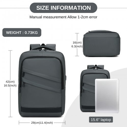 BPS2603 - Premium Laptop Backpack, 15.6 Inch USB Charging Backpack with Padded Laptop Sleeve, Ideal for Work and Commuting - Grey | Neil's Luggage Store