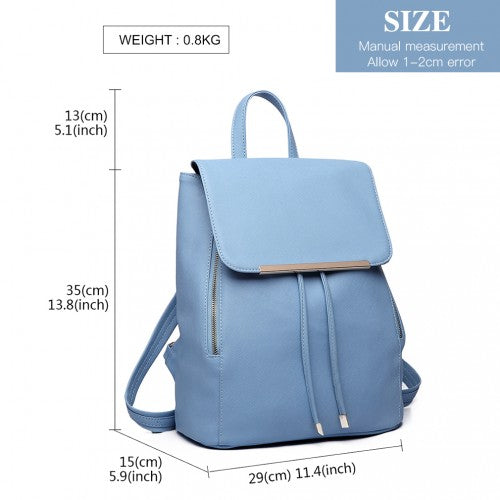 E1669 - Miss Lulu Faux Leather Stylish Fashion Backpack - Light Blue | Neil's Luggage Store