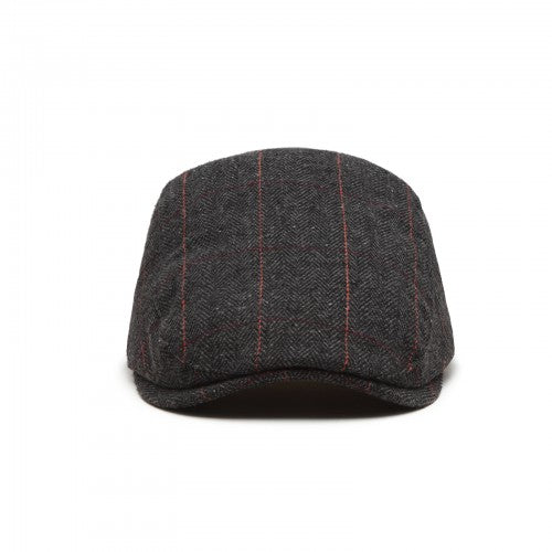 CAP-1 - Men's Newsboy Baker Boy Herringbone Flat Cap Hat - Black | Neil's Luggage Store