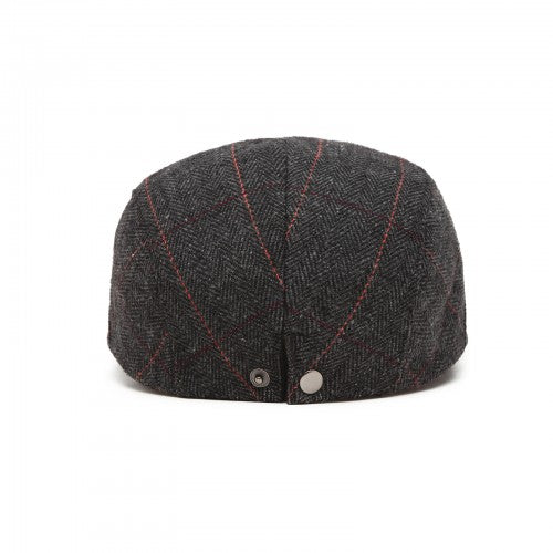 CAP-1 - Men's Newsboy Baker Boy Herringbone Flat Cap Hat - Black | Neil's Luggage Store