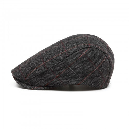 CAP-1 - Men's Newsboy Baker Boy Herringbone Flat Cap Hat - Black | Neil's Luggage Store