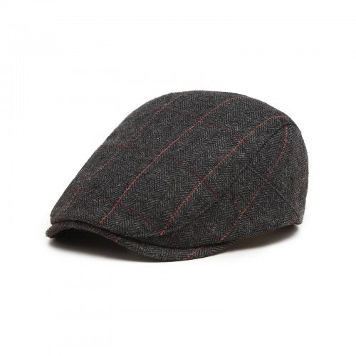 CAP-1 - Men's Newsboy Baker Boy Herringbone Flat Cap Hat - Black | Neil's Luggage Store