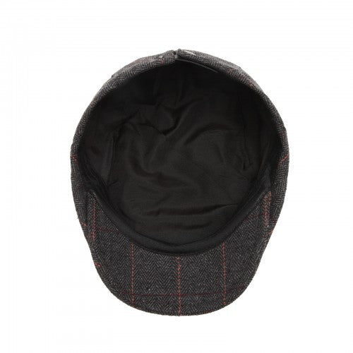 CAP-1 - Men's Newsboy Baker Boy Herringbone Flat Cap Hat - Black | Neil's Luggage Store