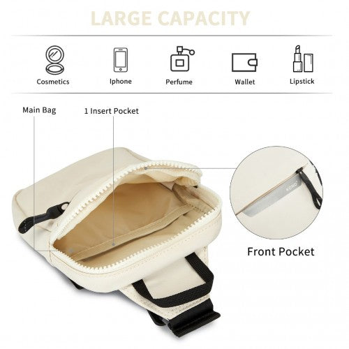 CEK2445 - Kono Lightweight Crossbody Sling Bag with Adjustable Strap Multiple Pockets for Travel and Everyday Use - Beige | Neil's Luggage Store