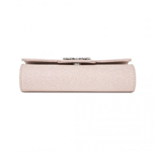 Miss Lulu Glitter Evening Clutch Crystal Embellishment With Detachable Chain | Neil's Luggage Store
