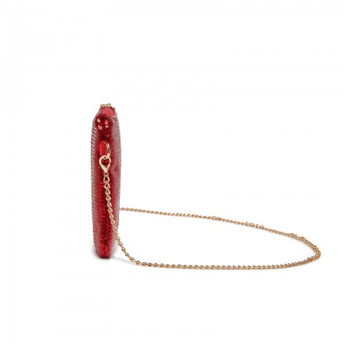 CLS2512 - Glam Sparkle Sequin Evening Clutch-Sleek, Shimmering Wristlet & Crossbody - Red
