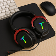 2.4G wireless PC gaming headset headphones microphone led light up