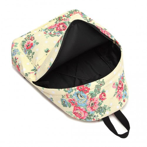 E1401F - Miss Lulu Large Backpack Flower Polka Dot - Beige | Neil's Luggage Store