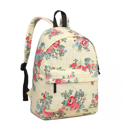 E1401F - Miss Lulu Large Backpack Flower Polka Dot - Beige | Neil's Luggage Store