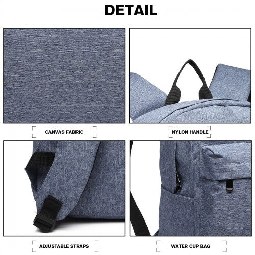 E1930 - Kono Durable Polyester Everyday Backpack With Sleek Design - Blue | Neil's Luggage Store