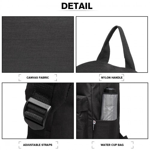 E1930 - Kono Durable Polyester Everyday Backpack With Sleek Design - Black | Neil's Luggage Store