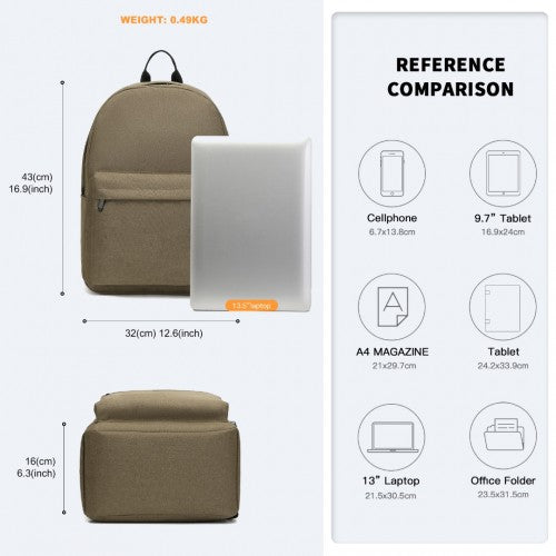 E1930 - Kono Durable Polyester Everyday Backpack With Sleek Design - Brown | Neil's Luggage Store