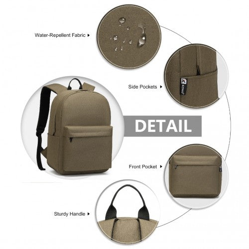 E1930 - Kono Durable Polyester Everyday Backpack With Sleek Design - Brown | Neil's Luggage Store