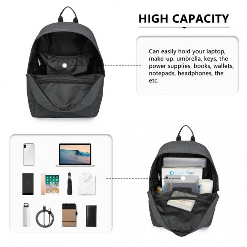 E1930 - Kono Durable Polyester Everyday Backpack With Sleek Design - Dark Grey | Neil's Luggage Store