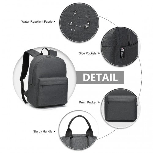 E1930 - Kono Durable Polyester Everyday Backpack With Sleek Design - Dark Grey | Neil's Luggage Store