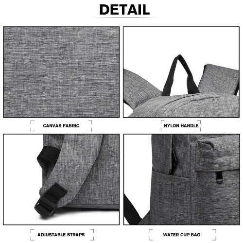E1930 - Kono Durable Polyester Everyday Backpack With Sleek Design - Grey | Neil's Luggage Store